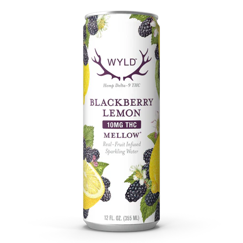 Blackberry Lemon THC Sparkling Water, Wyld Mellow THC drink, Buy THC sparkling water